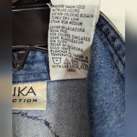 Denim Dress L Embellished Sushi Patches Upcycled - Picture 8 of 10